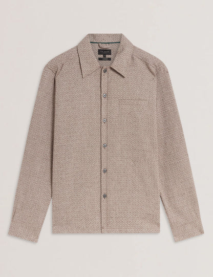 Ted Baker RYNEL Textured Weave Long Sleeve Overshirt GREY