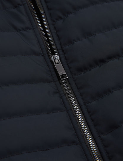 Ted Baker PAFAVOR Quilted Front Funnel Neck Zip-Up Gilet NAVY