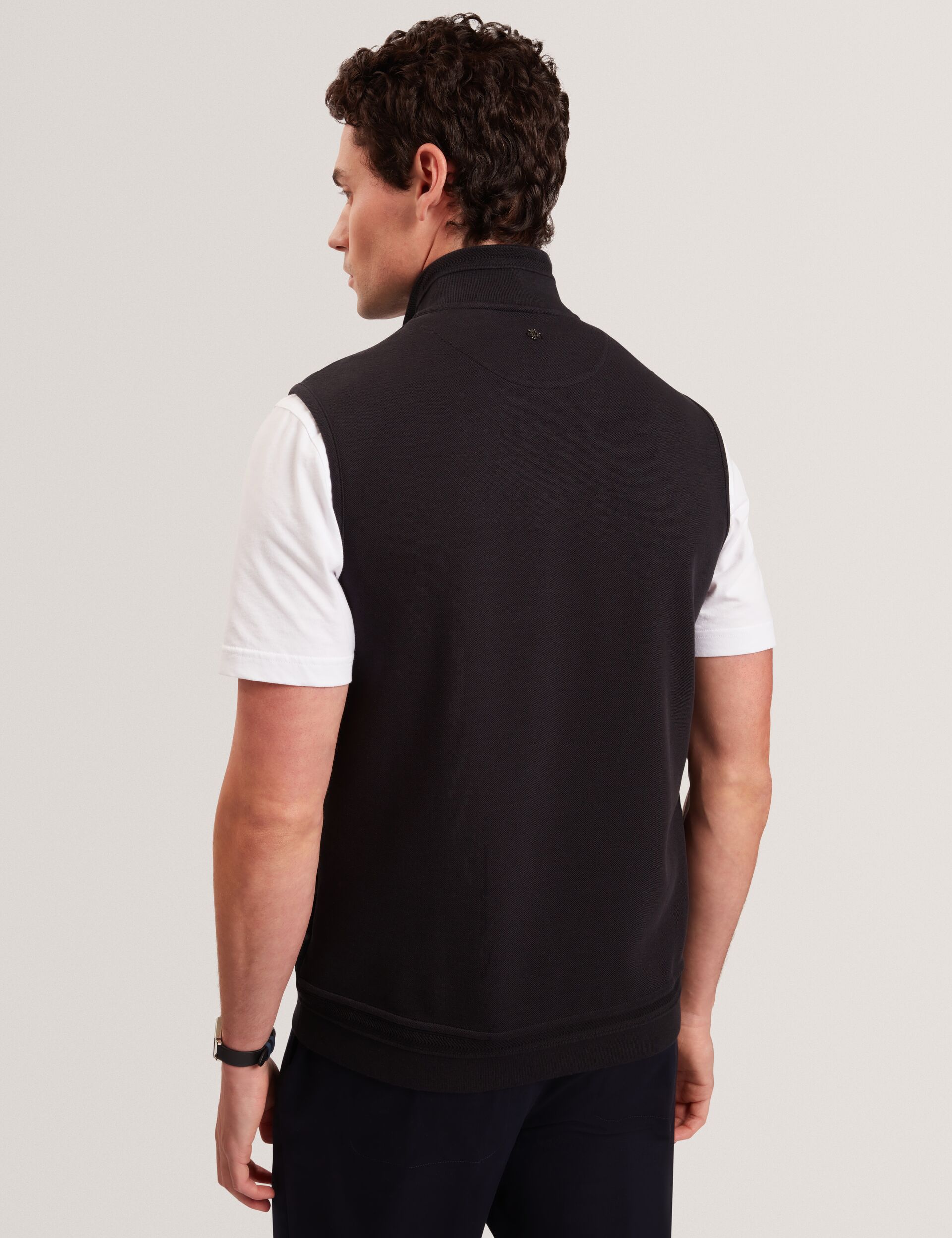 Ted Baker PAFAVOR Quilted Front Funnel Neck Zip-Up Gilet NAVY