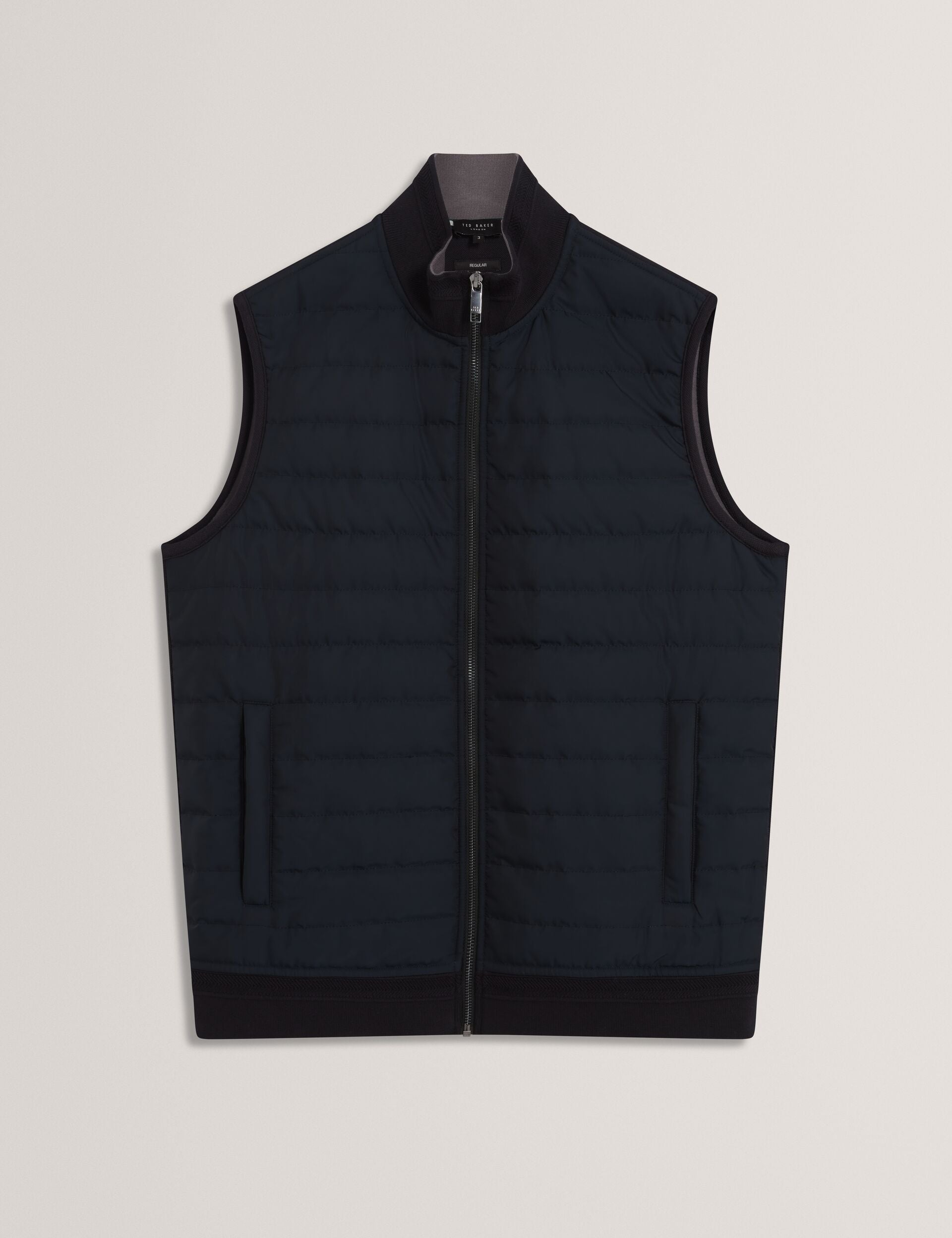 Ted Baker PAFAVOR Quilted Front Funnel Neck Zip-Up Gilet NAVY