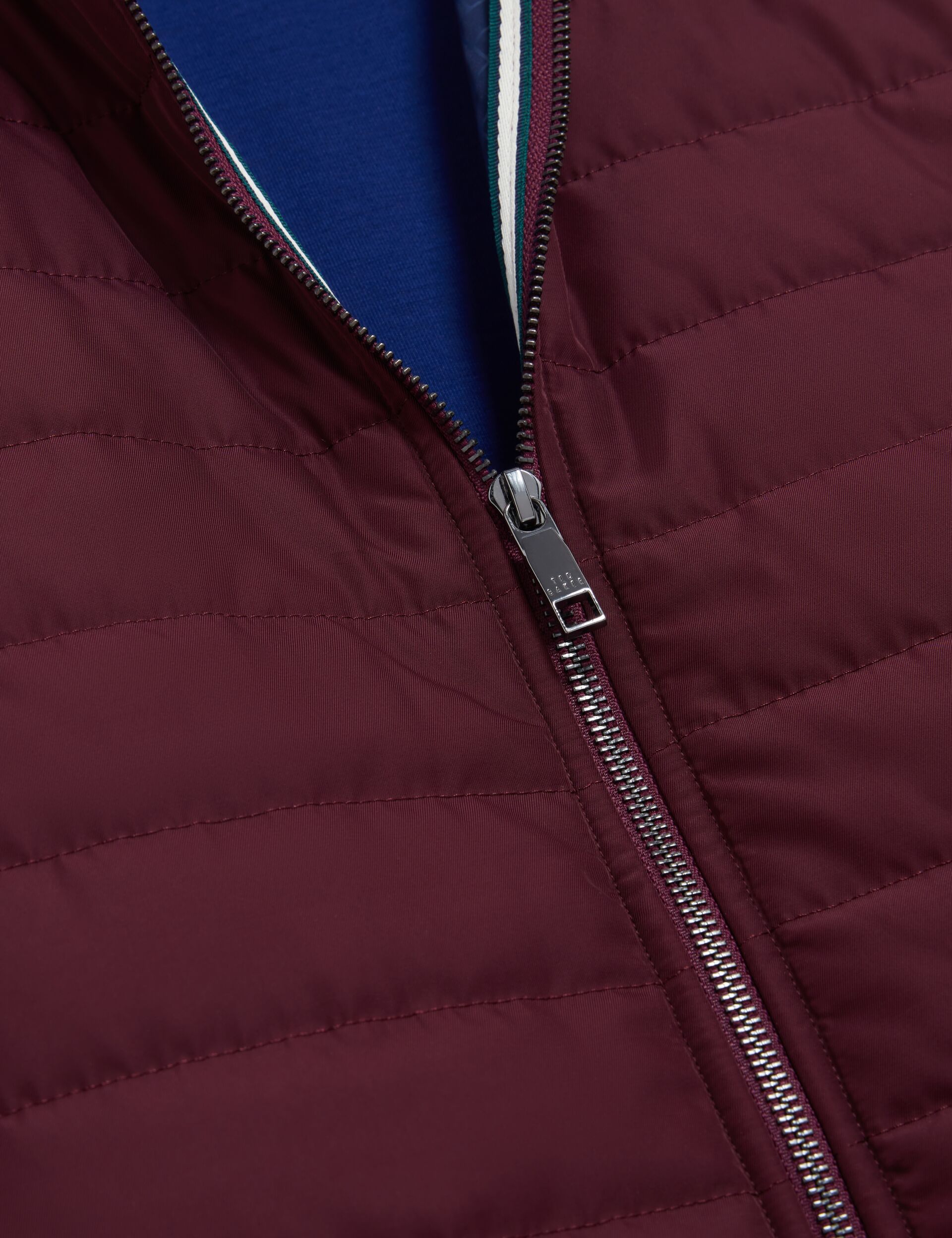 Ted Baker PAFAVOR Quilted Front Funnel Neck Zip-Up Gilet MAROON