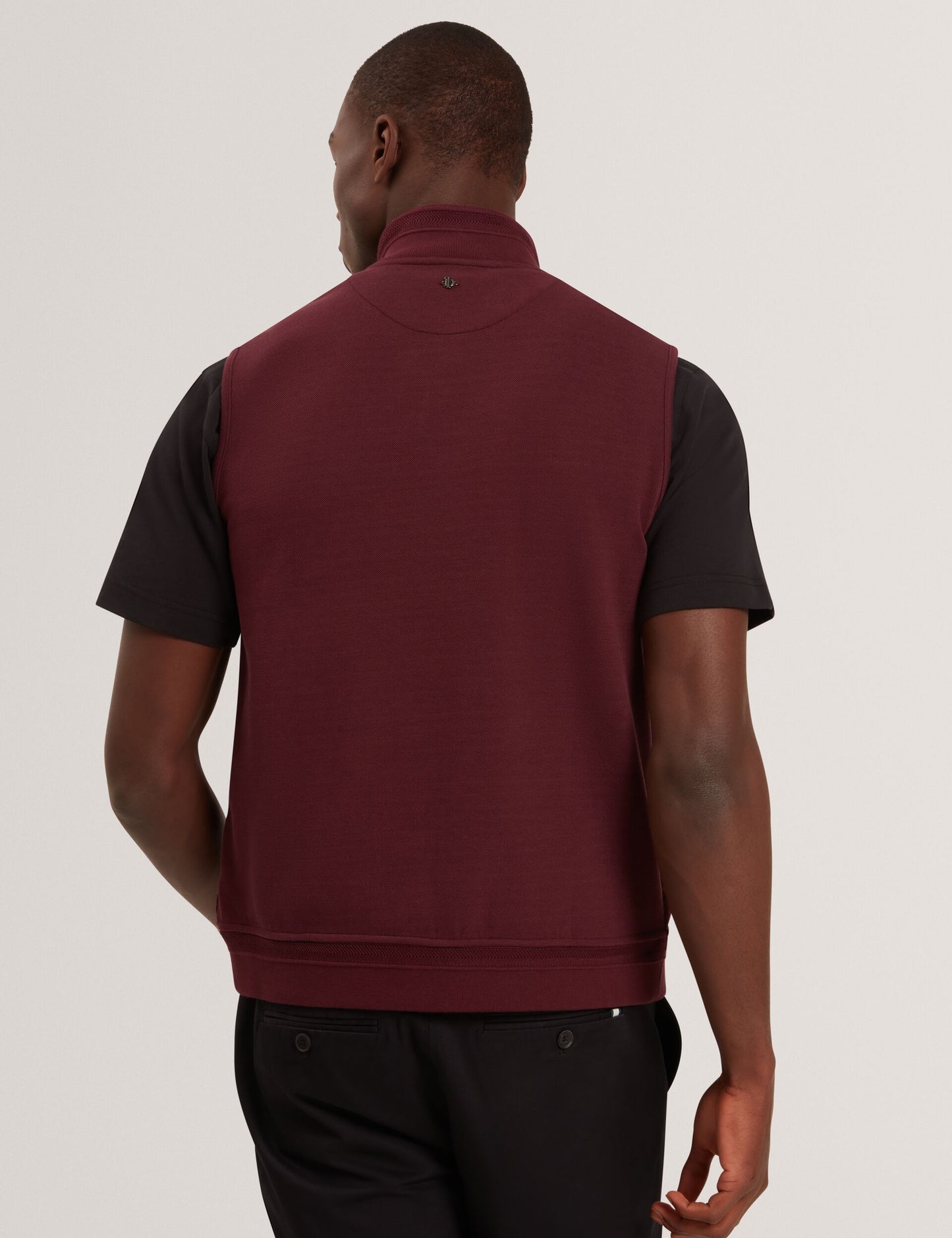 Ted Baker PAFAVOR Quilted Front Funnel Neck Zip-Up Gilet MAROON