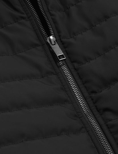Ted Baker PAFAVOR Quilted Front Funnel Neck Zip-Up Gilet BLACK