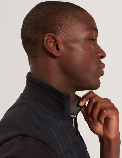 Ted Baker PAFAVOR Quilted Front Funnel Neck Zip-Up Gilet BLACK