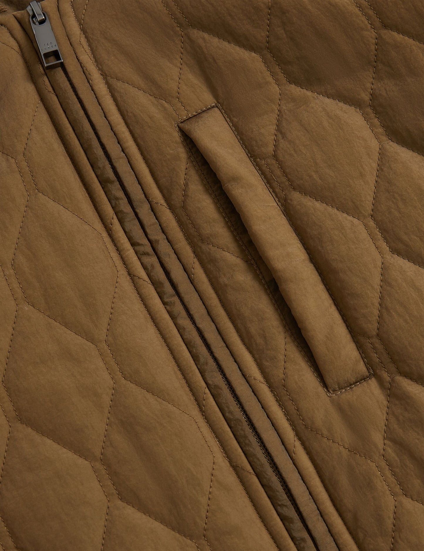 Ted Baker MAILINS Diamond Quilted Zip Bomber Jacket OLIVE