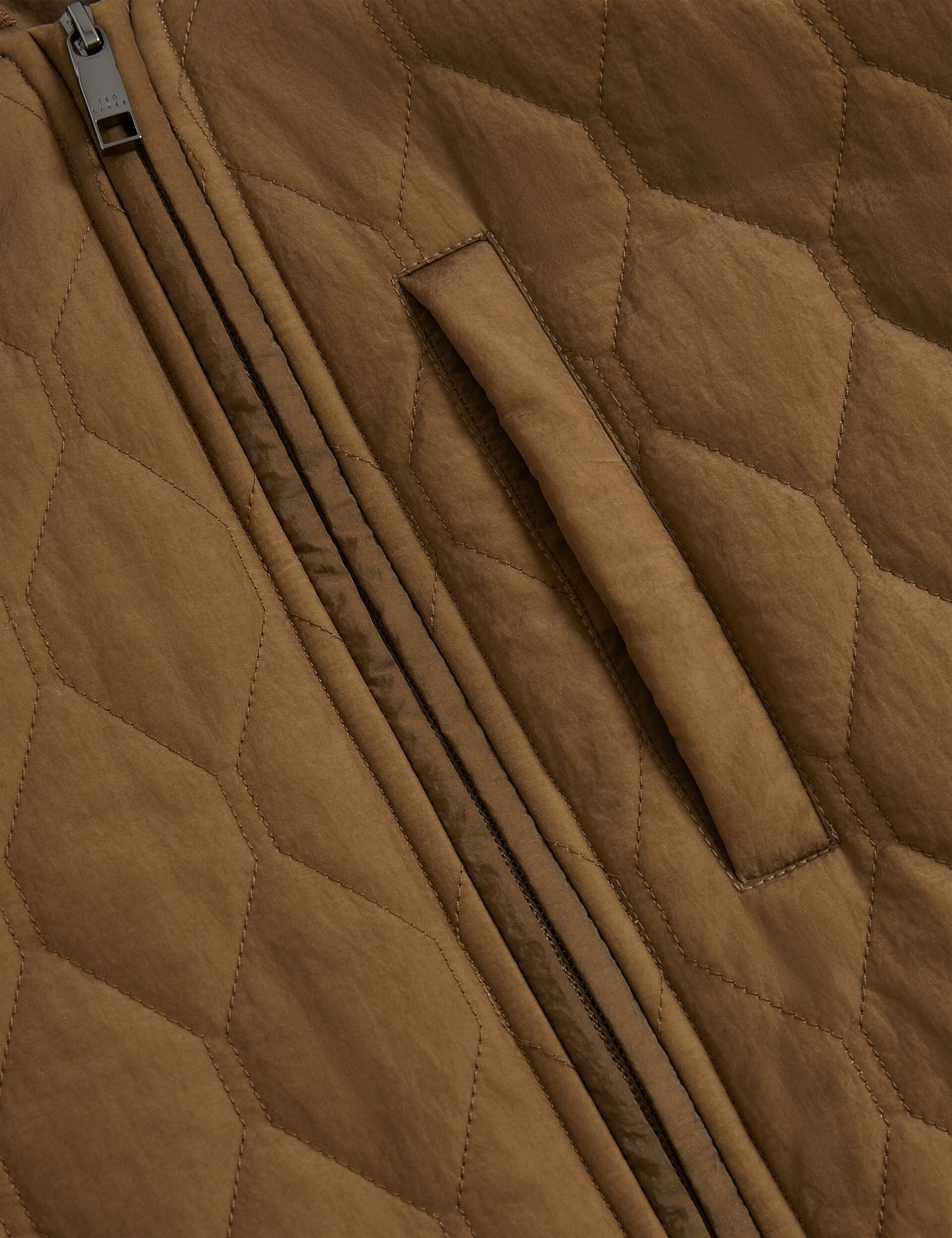 Ted Baker MAILINS Diamond Quilted Zip Bomber Jacket OLIVE