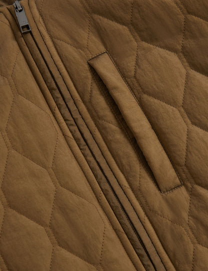 Ted Baker MAILINS Diamond Quilted Zip Bomber Jacket OLIVE