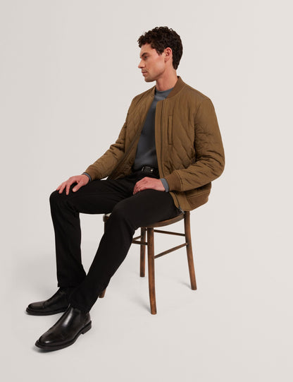 Ted Baker MAILINS Diamond Quilted Zip Bomber Jacket OLIVE