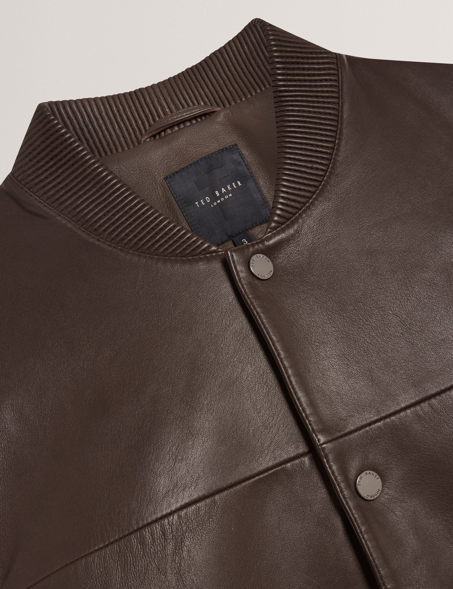Ted Baker LEEAMS Leather Classic Bomber Jacket DARK BROWN