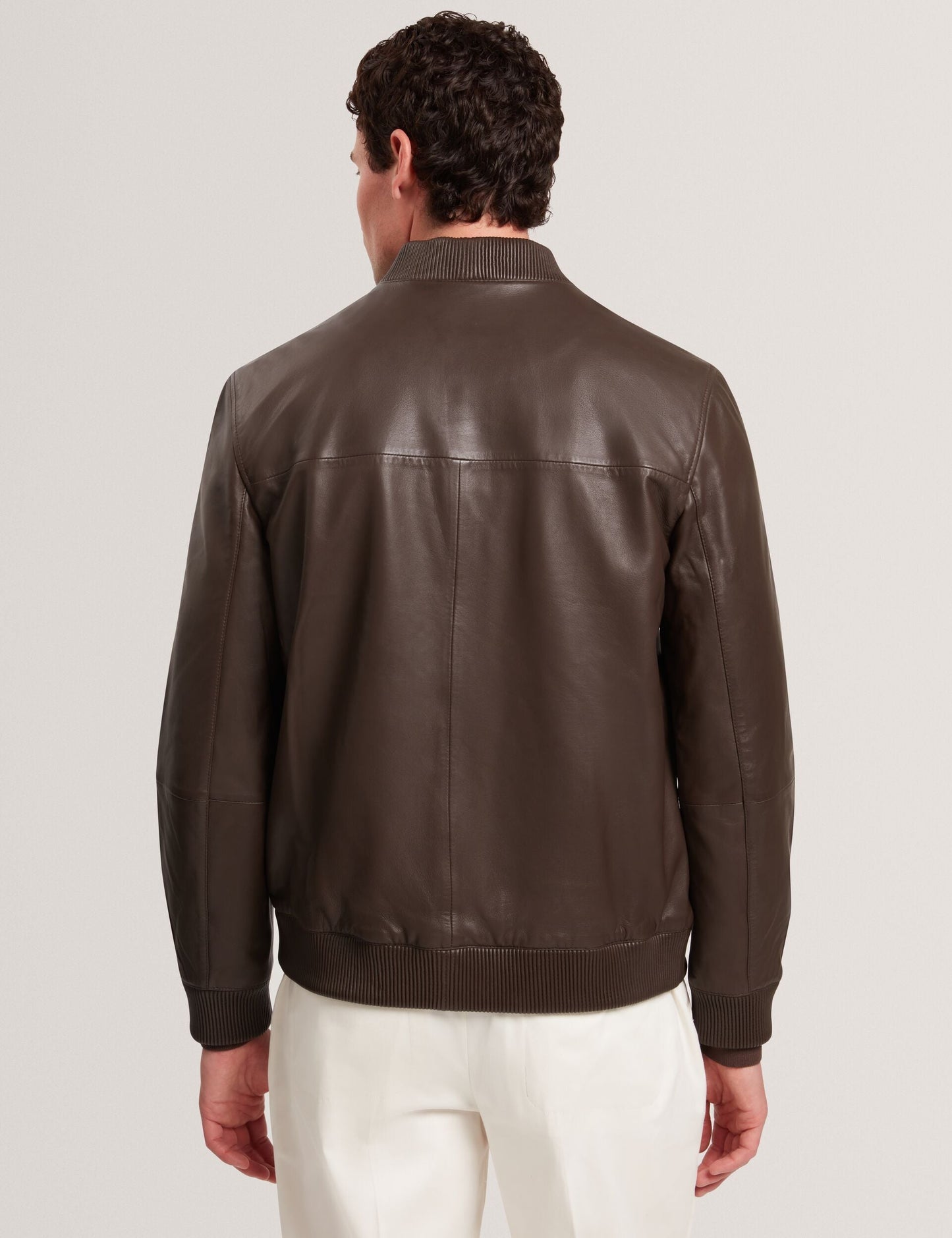 Ted Baker LEEAMS Leather Classic Bomber Jacket DARK BROWN