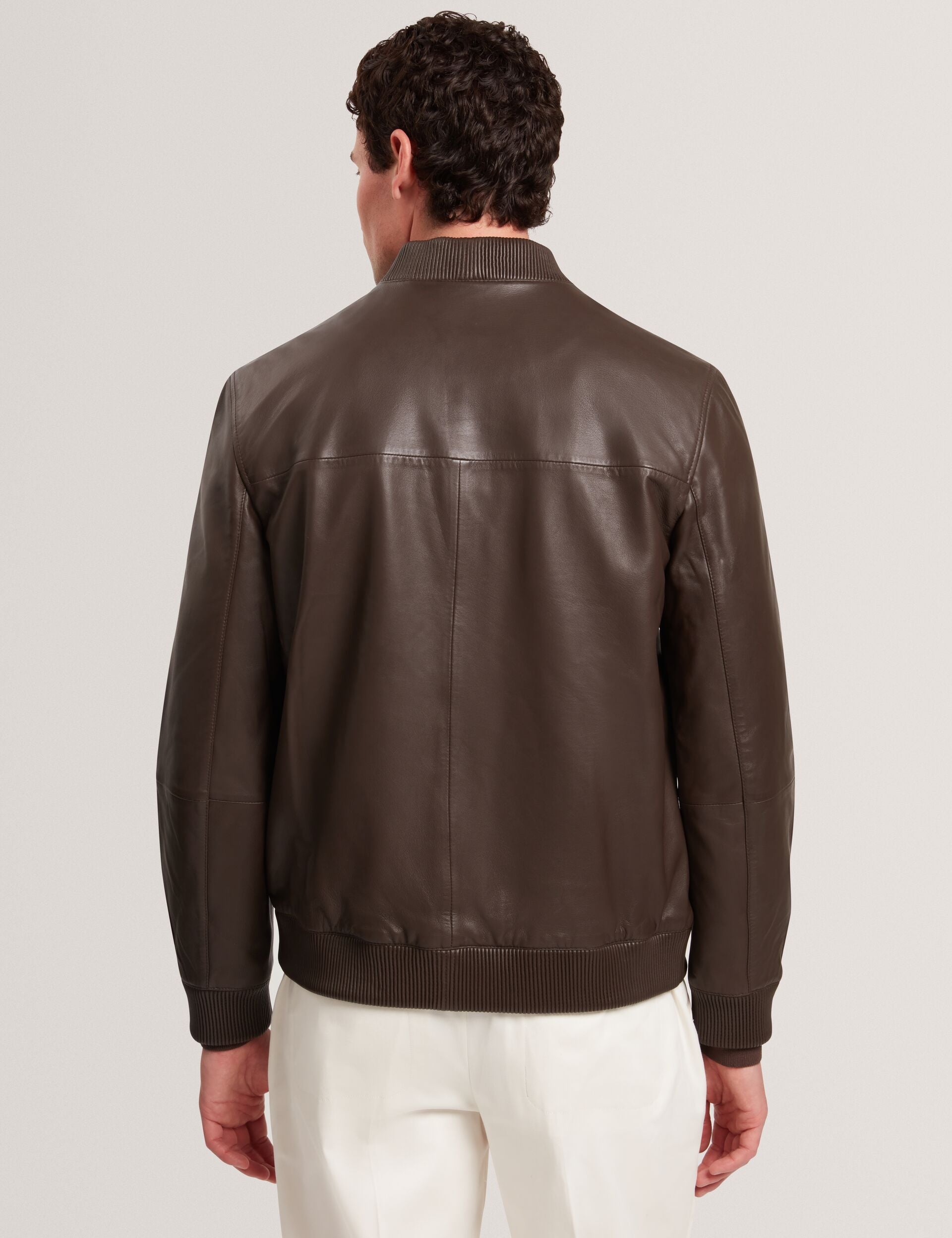 Ted Baker LEEAMS Leather Classic Bomber Jacket DARK BROWN