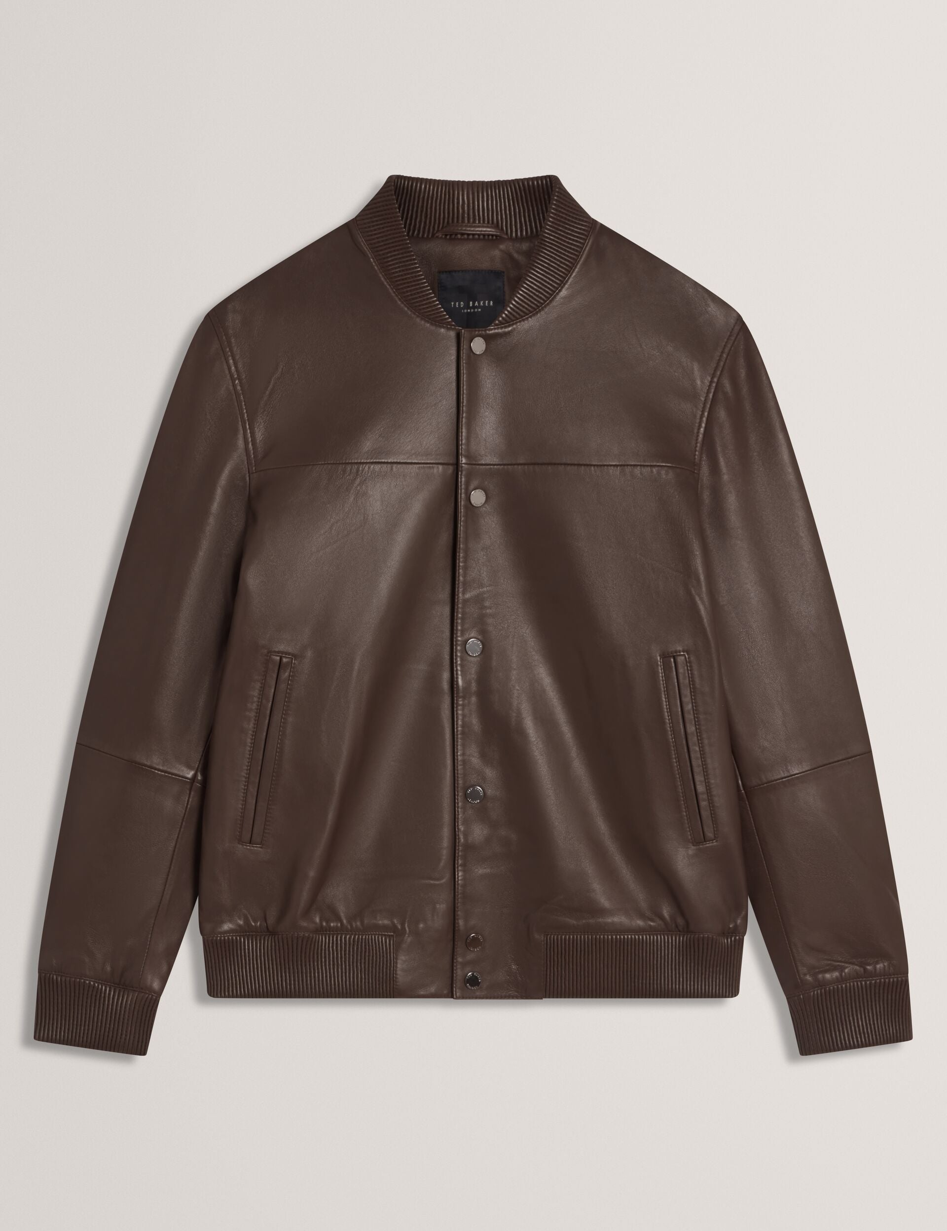 Ted Baker LEEAMS Leather Classic Bomber Jacket DARK BROWN
