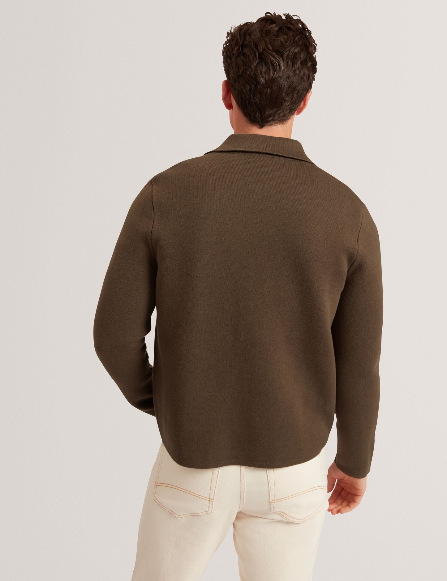 Ted Baker FREDER Knitted Cotton Blend Cardigan Jacket KHAKI