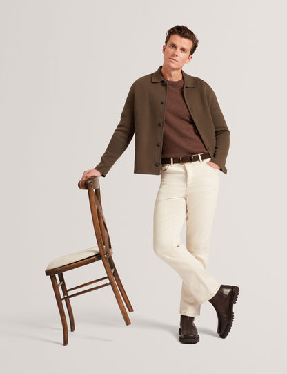 Ted Baker FREDER Knitted Cotton Blend Cardigan Jacket KHAKI