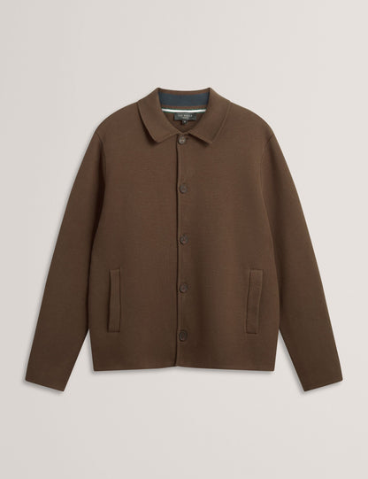 Ted Baker FREDER Knitted Cotton Blend Cardigan Jacket KHAKI
