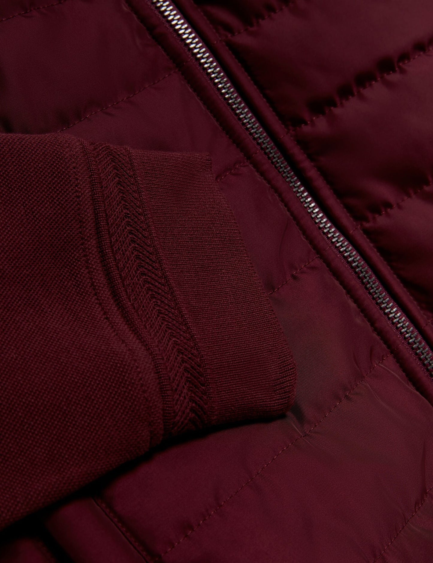 Ted Baker DURANO Quilted Front Zip-Through Knit Jacket MAROON