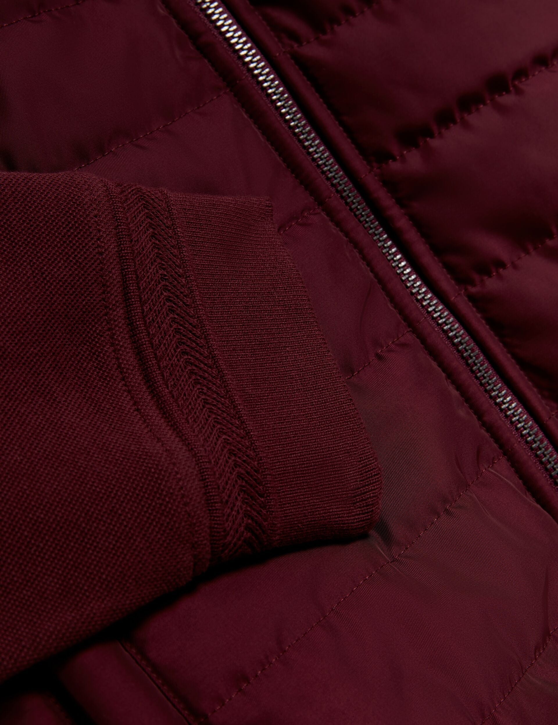 Ted Baker DURANO Quilted Front Zip-Through Knit Jacket MAROON