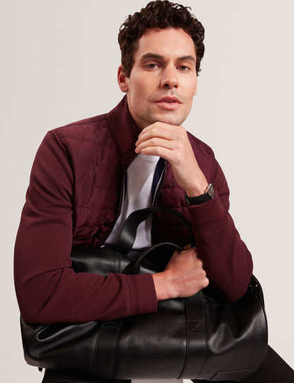 Ted Baker DURANO Quilted Front Zip-Through Knit Jacket MAROON