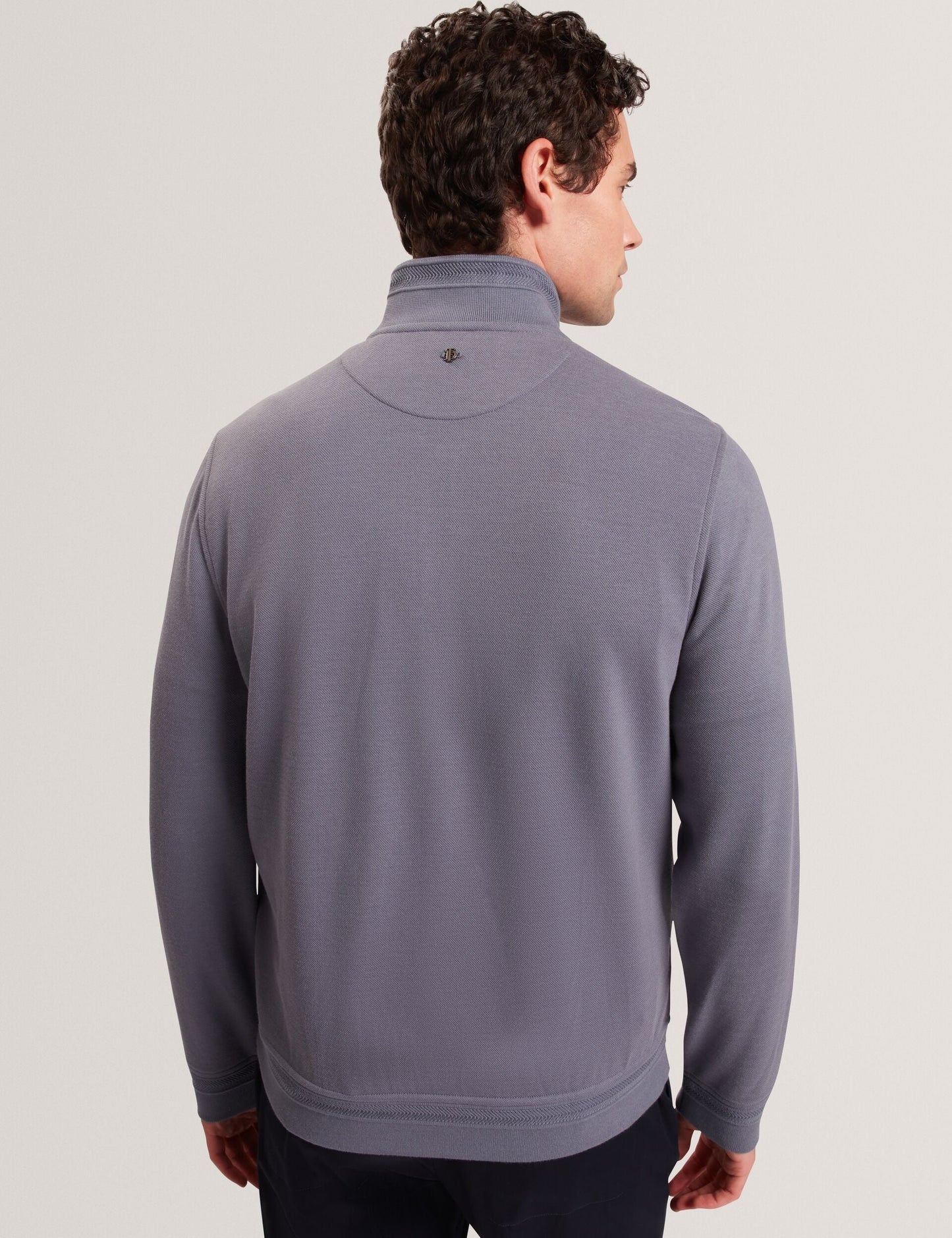 Ted Baker DURANO Quilted Front Zip-Through Knit Jacket MID BLUE