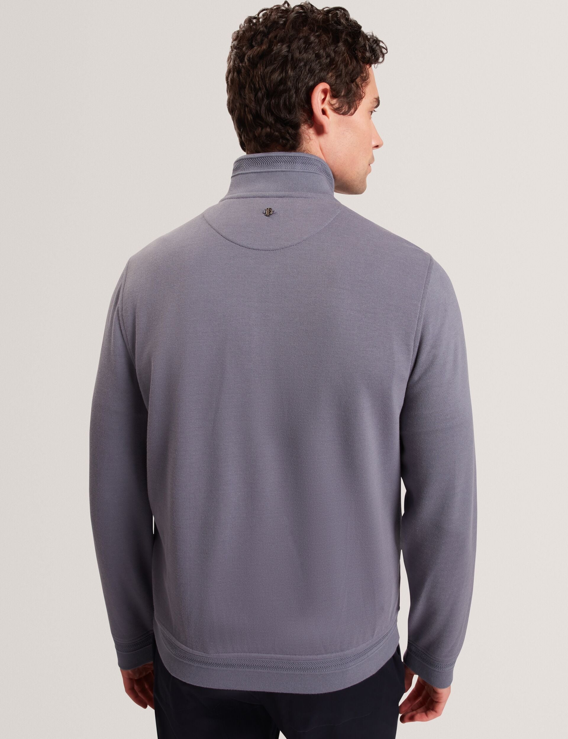 Ted Baker DURANO Quilted Front Zip-Through Knit Jacket MID BLUE