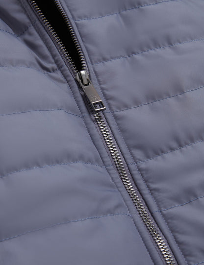 Ted Baker PAFAVOR Quilted Front Funnel Neck Zip-Up Gilet MID BLUE