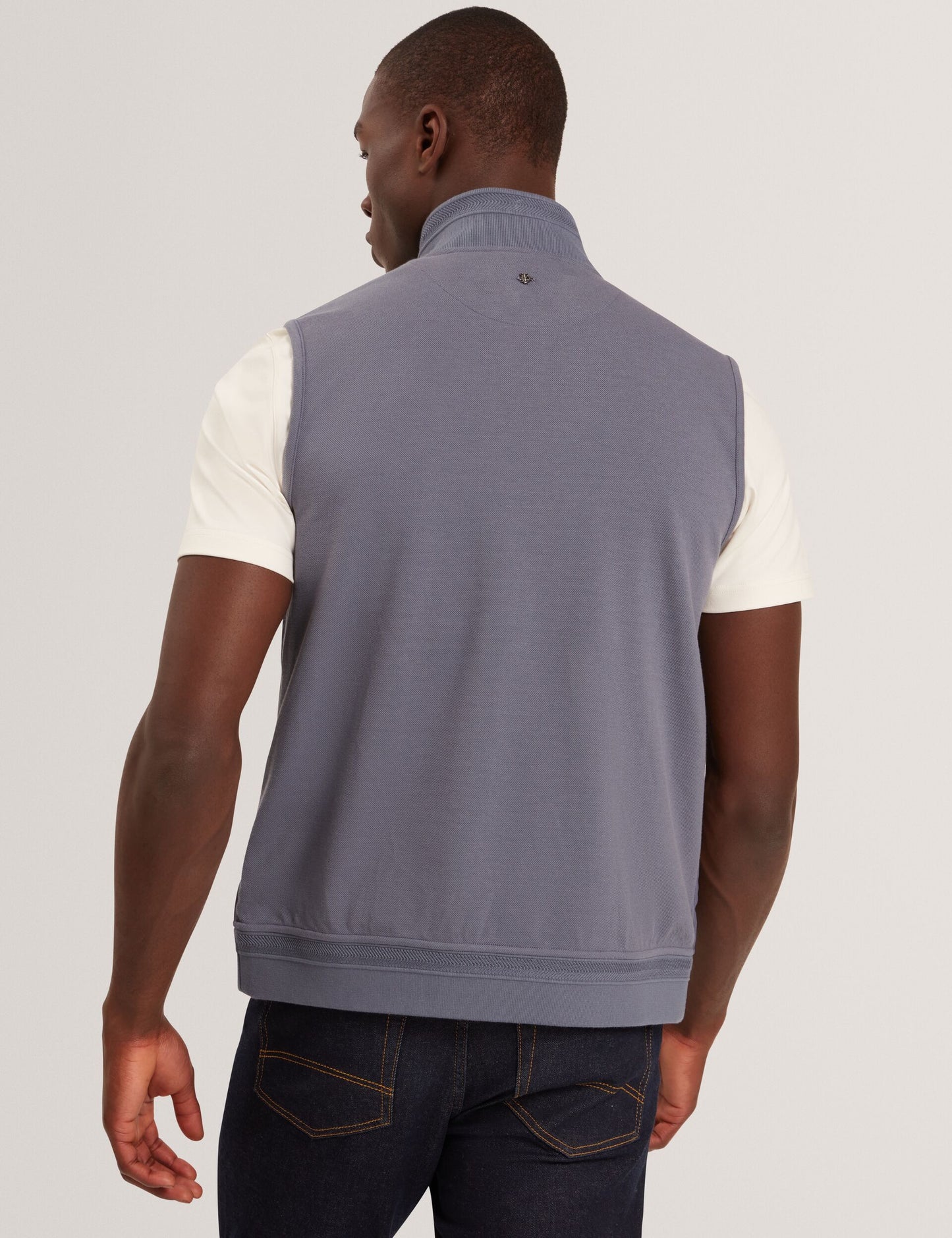 Ted Baker PAFAVOR Quilted Front Funnel Neck Zip-Up Gilet MID BLUE