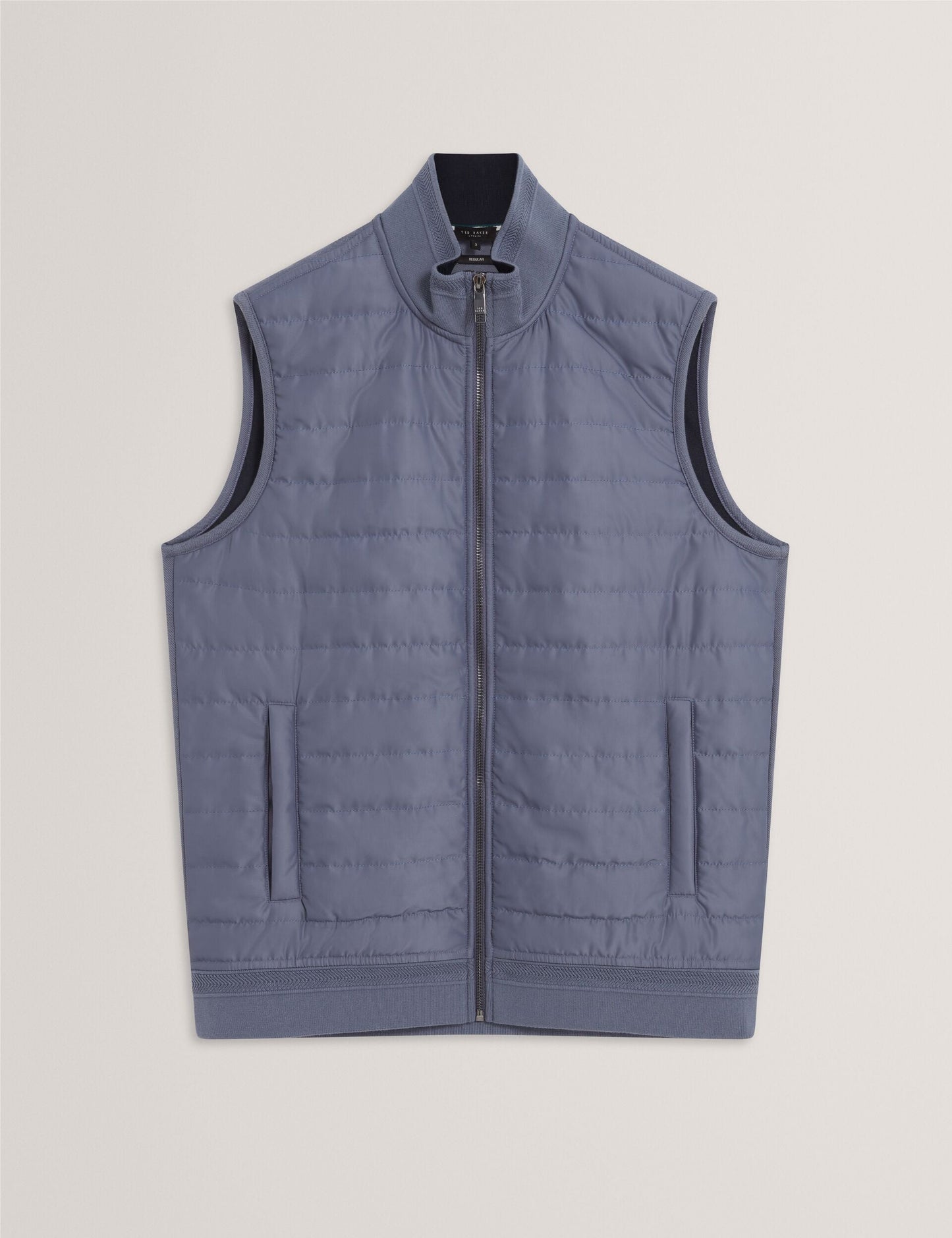 Ted Baker PAFAVOR Quilted Front Funnel Neck Zip-Up Gilet MID BLUE