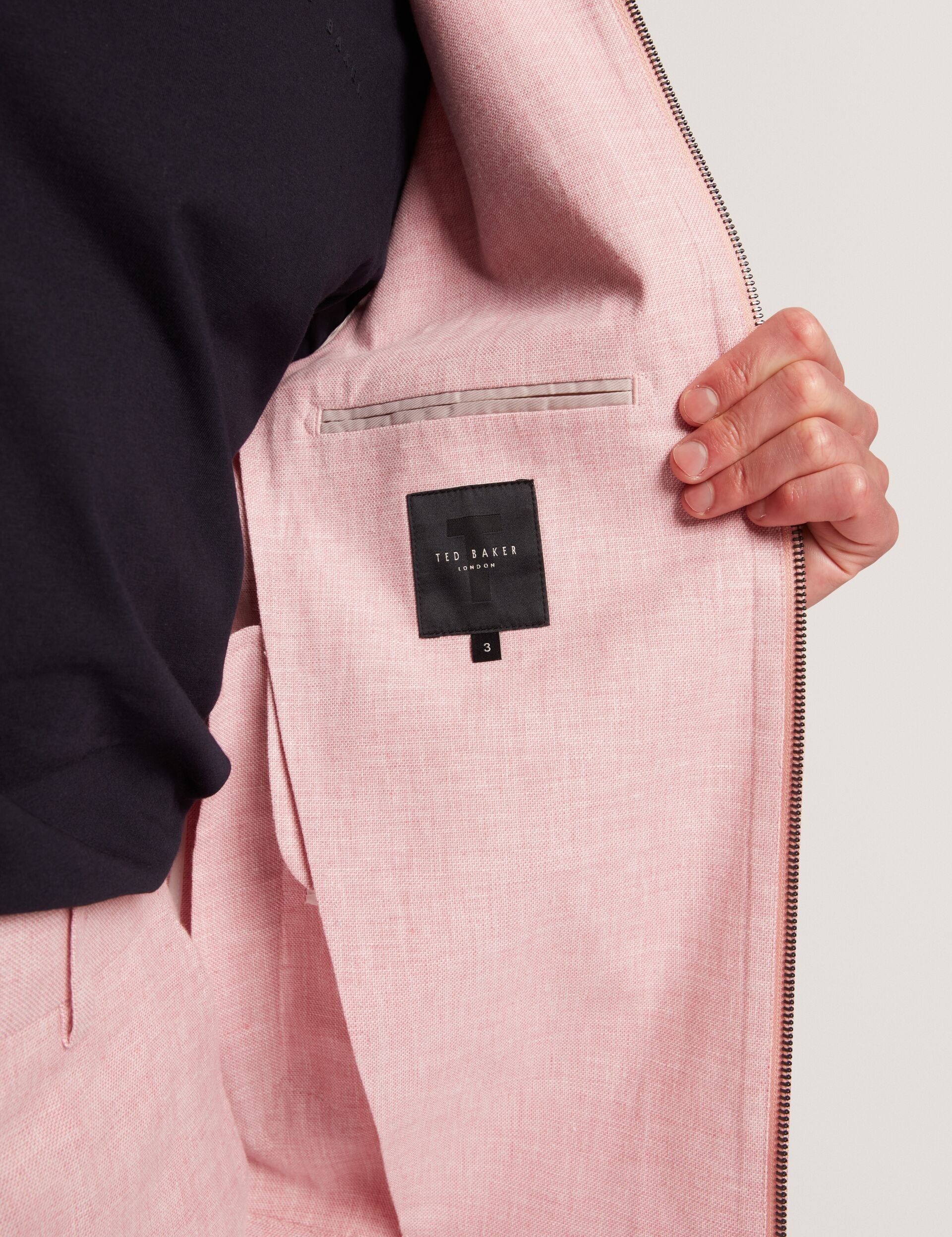 Ted Baker ASHLEYJ Linen Cotton Zip-Up Harrington Jacket LIGHT PINK
