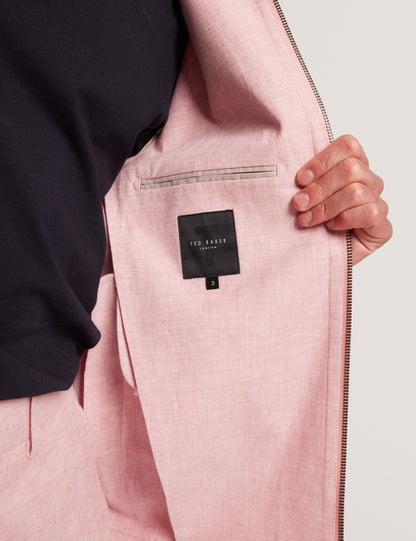 Ted Baker ASHLEYJ Linen Cotton Zip-Up Harrington Jacket LIGHT PINK
