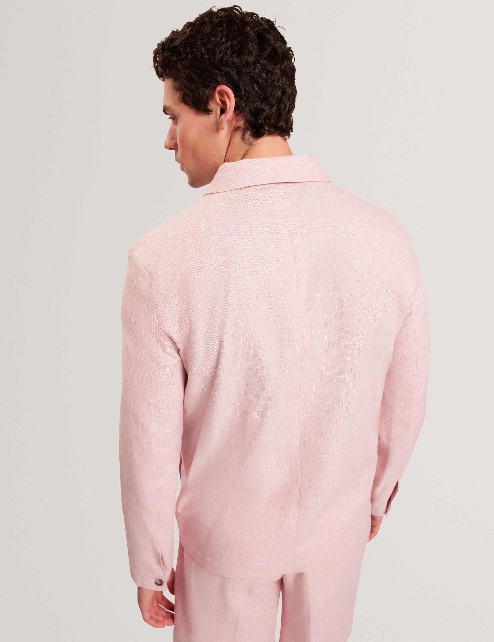 Ted Baker ASHLEYJ Linen Cotton Zip-Up Harrington Jacket LIGHT PINK