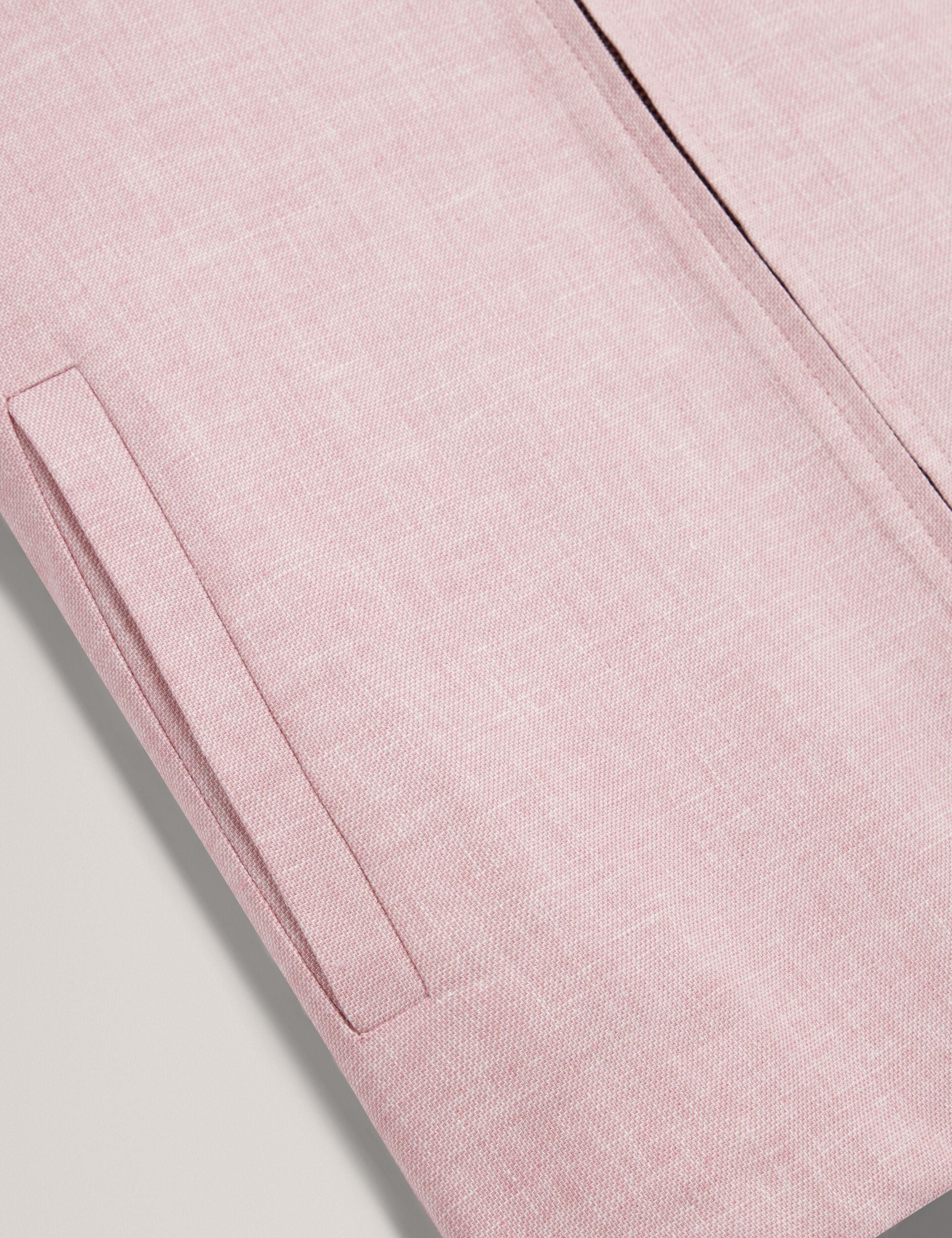Ted Baker ASHLEYJ Linen Cotton Zip-Up Harrington Jacket LIGHT PINK