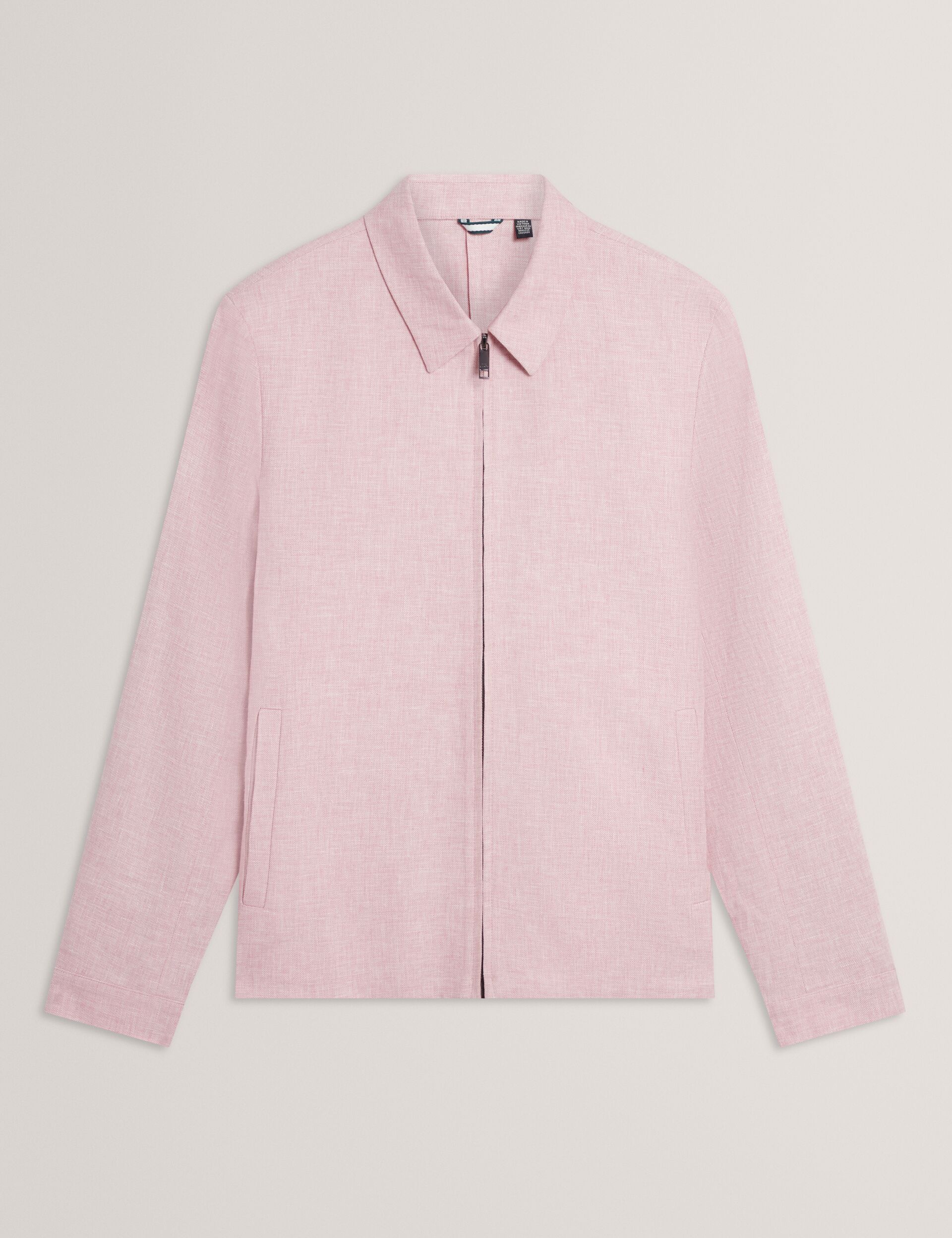 Ted Baker ASHLEYJ Linen Cotton Zip-Up Harrington Jacket LIGHT PINK