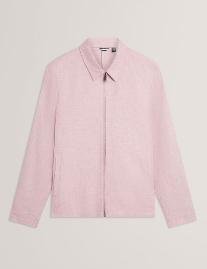 Ted Baker ASHLEYJ Linen Cotton Zip-Up Harrington Jacket LIGHT PINK