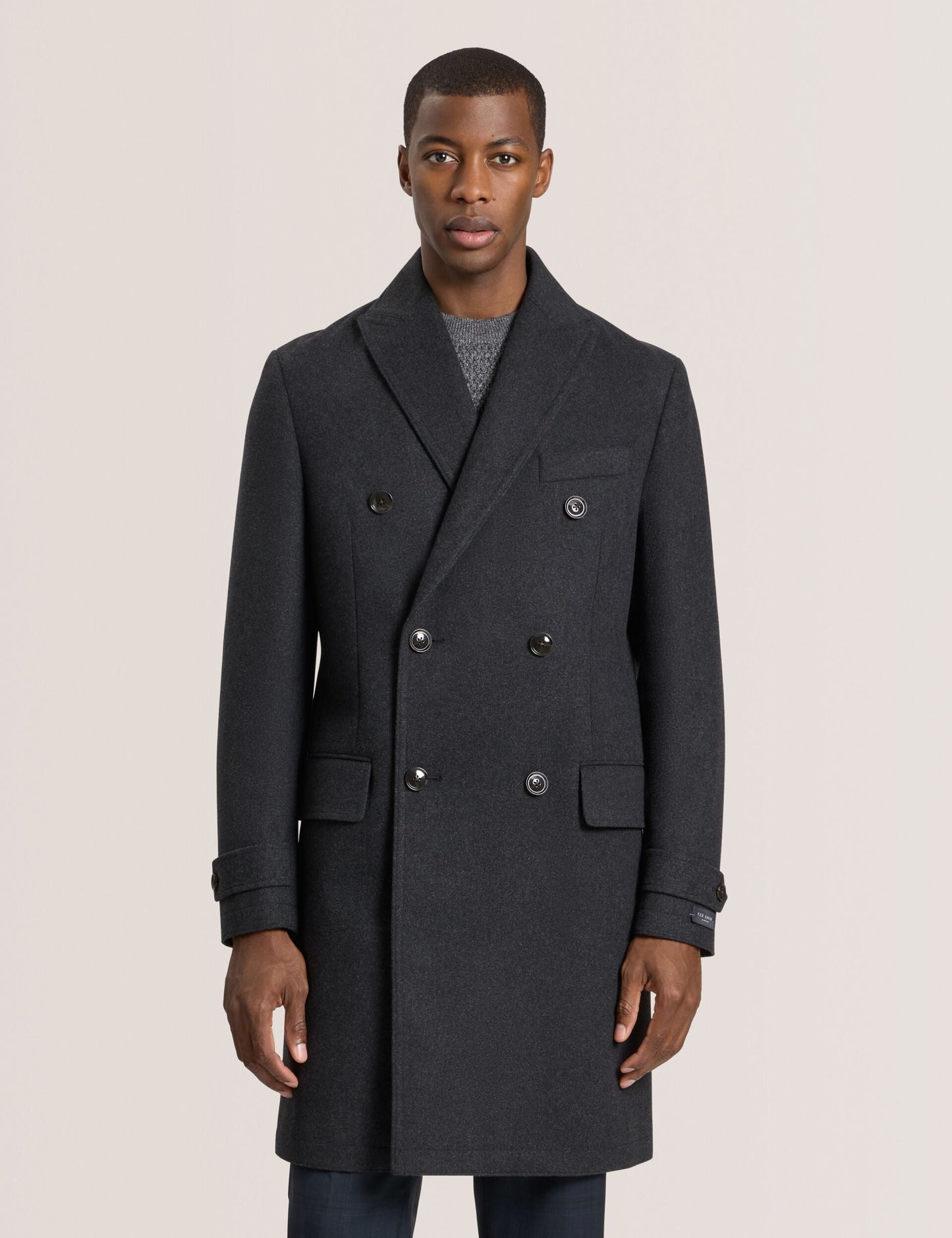 Ted Baker WINTHROP - Double Breasted Overcoat CHARCOAL