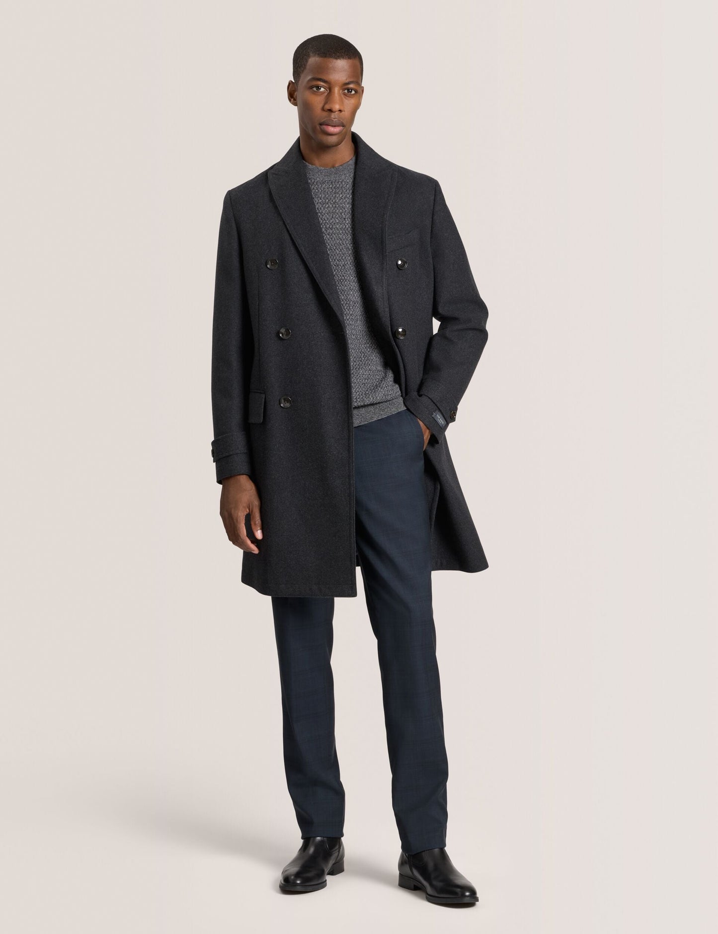 Ted Baker WINTHROP - Double Breasted Overcoat CHARCOAL