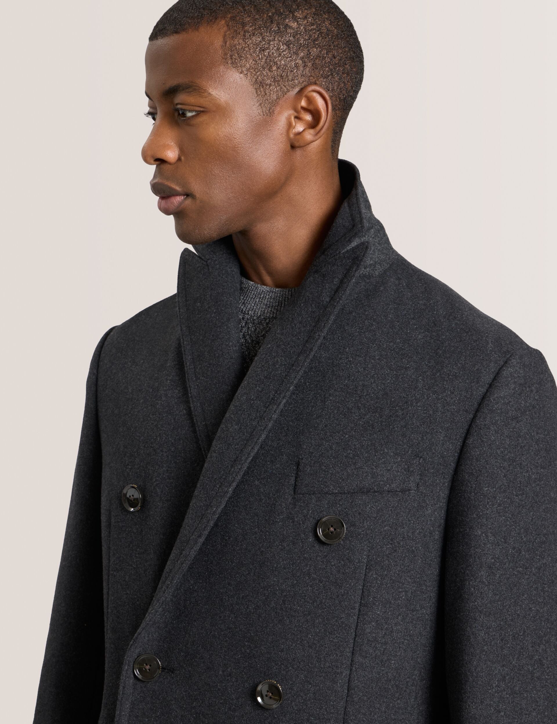 Ted Baker WINTHROP - Double Breasted Overcoat CHARCOAL