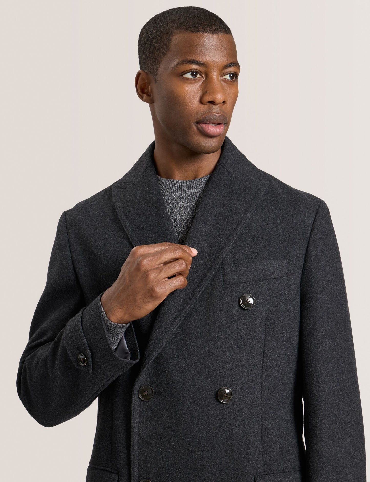 Ted Baker WINTHROP - Double Breasted Overcoat CHARCOAL