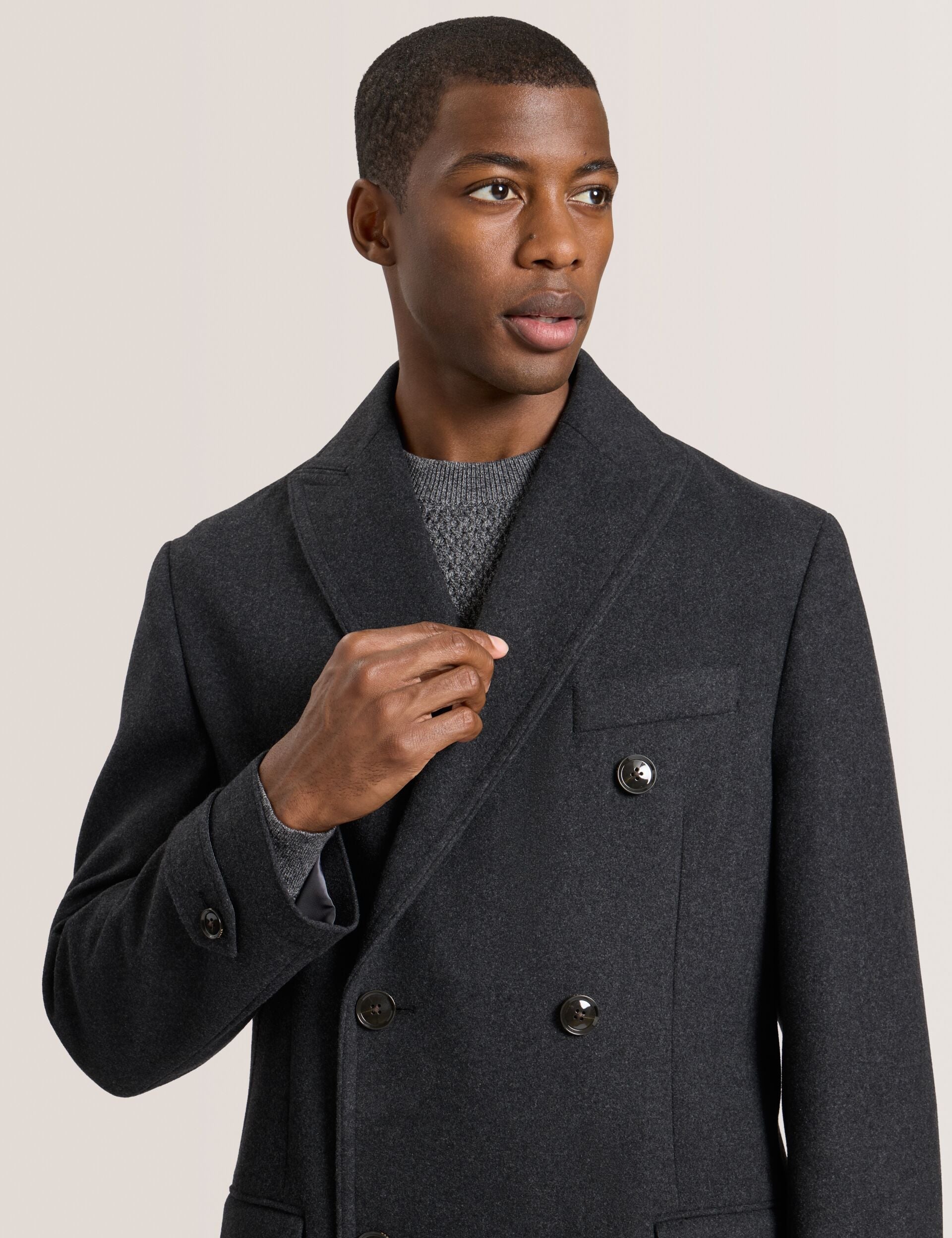 Ted Baker WINTHROP - Double Breasted Overcoat CHARCOAL