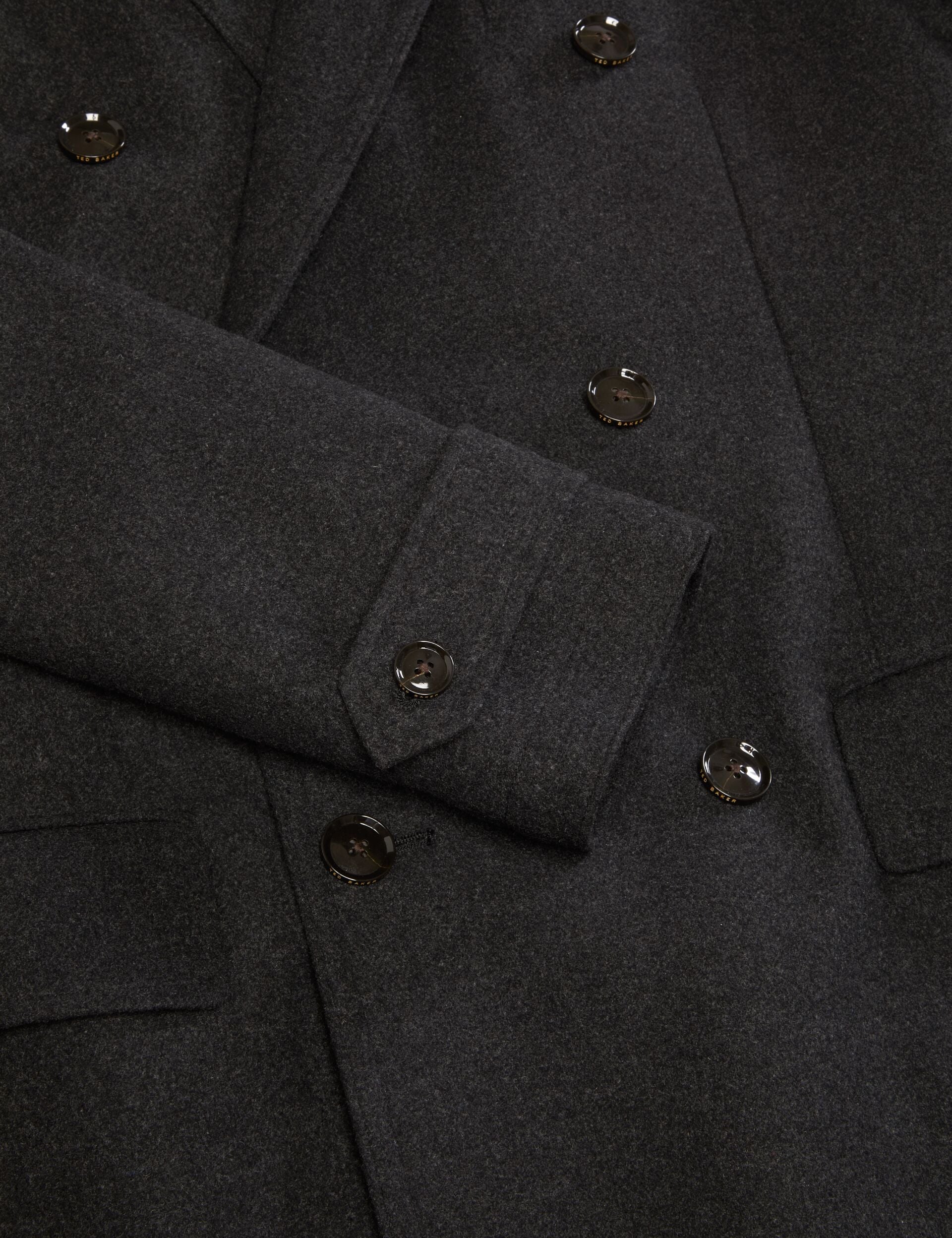 Ted Baker WINTHROP - Double Breasted Overcoat CHARCOAL