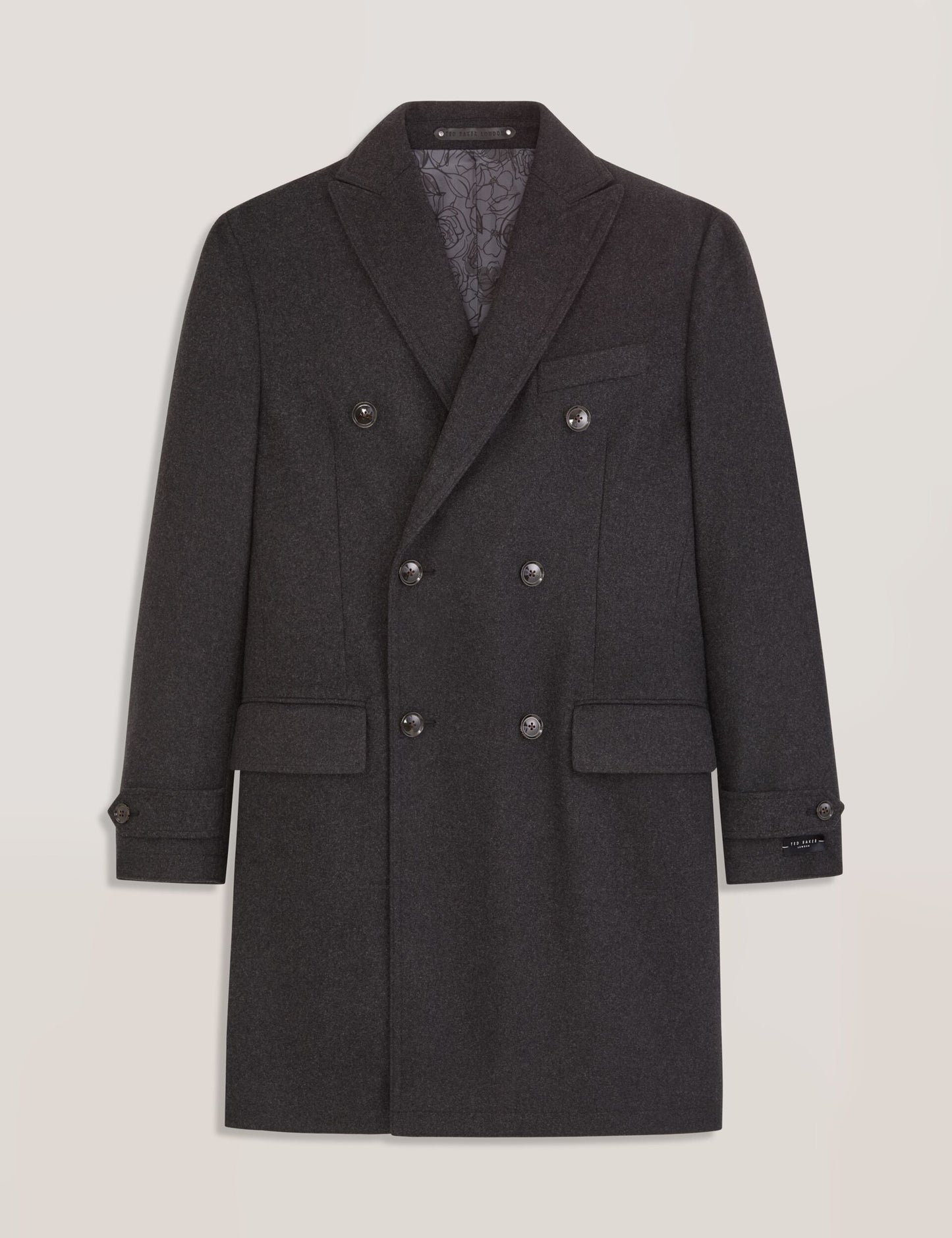 Ted Baker WINTHROP - Double Breasted Overcoat CHARCOAL