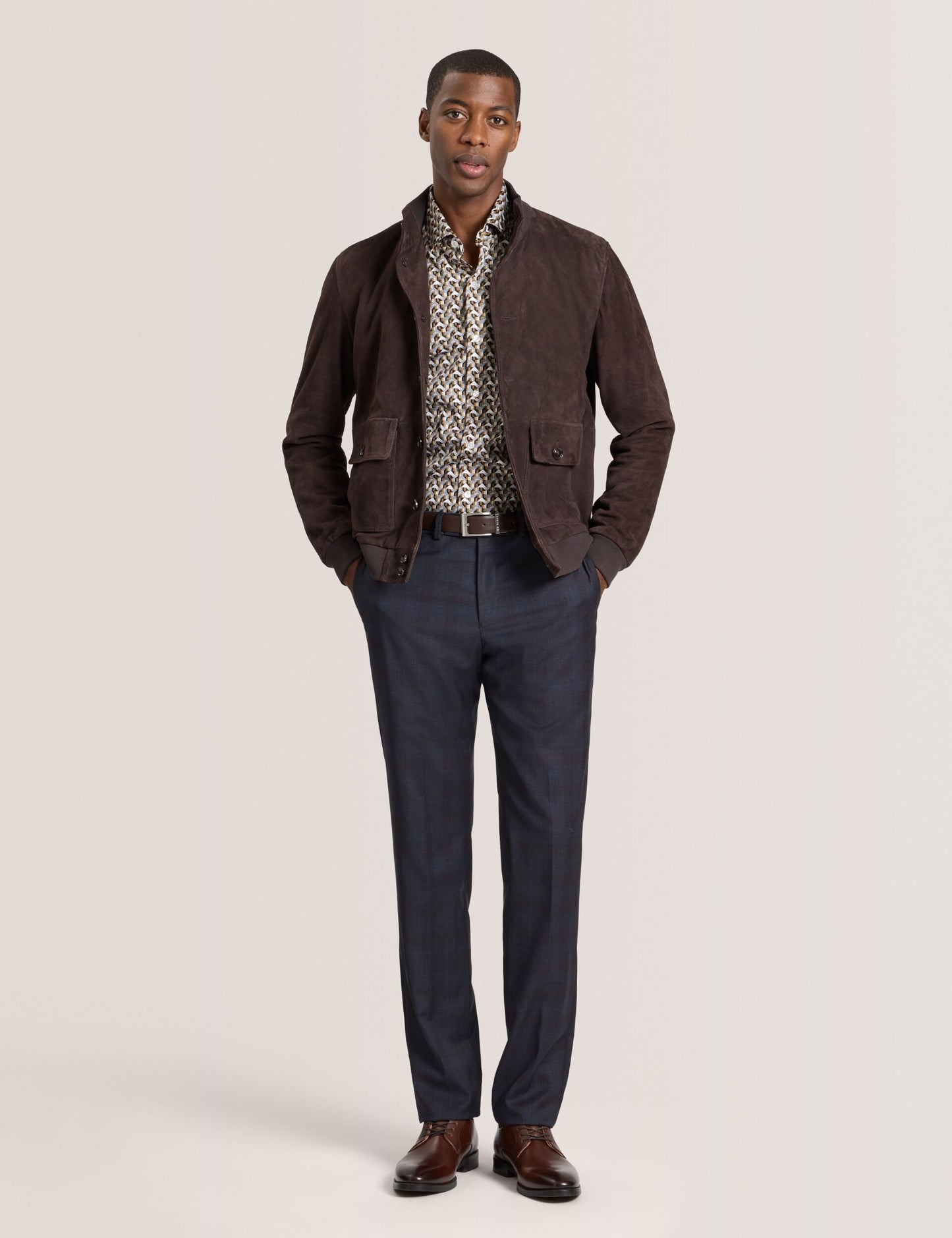 Ted Baker WEIR - Suede Button Front Jacket CHOCOLATE