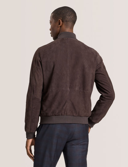 Ted Baker WEIR - Suede Button Front Jacket CHOCOLATE