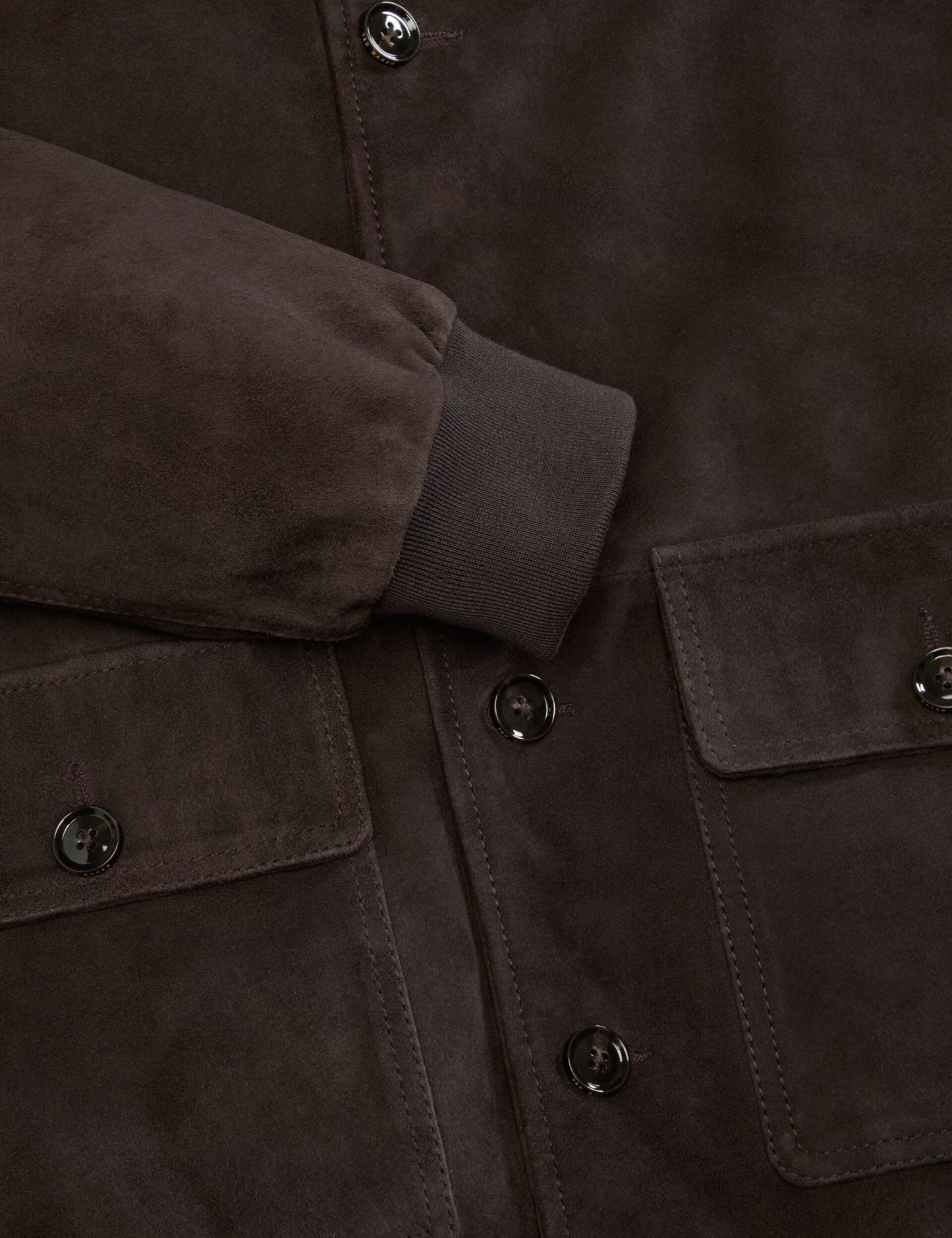 Ted Baker WEIR - Suede Button Front Jacket CHOCOLATE