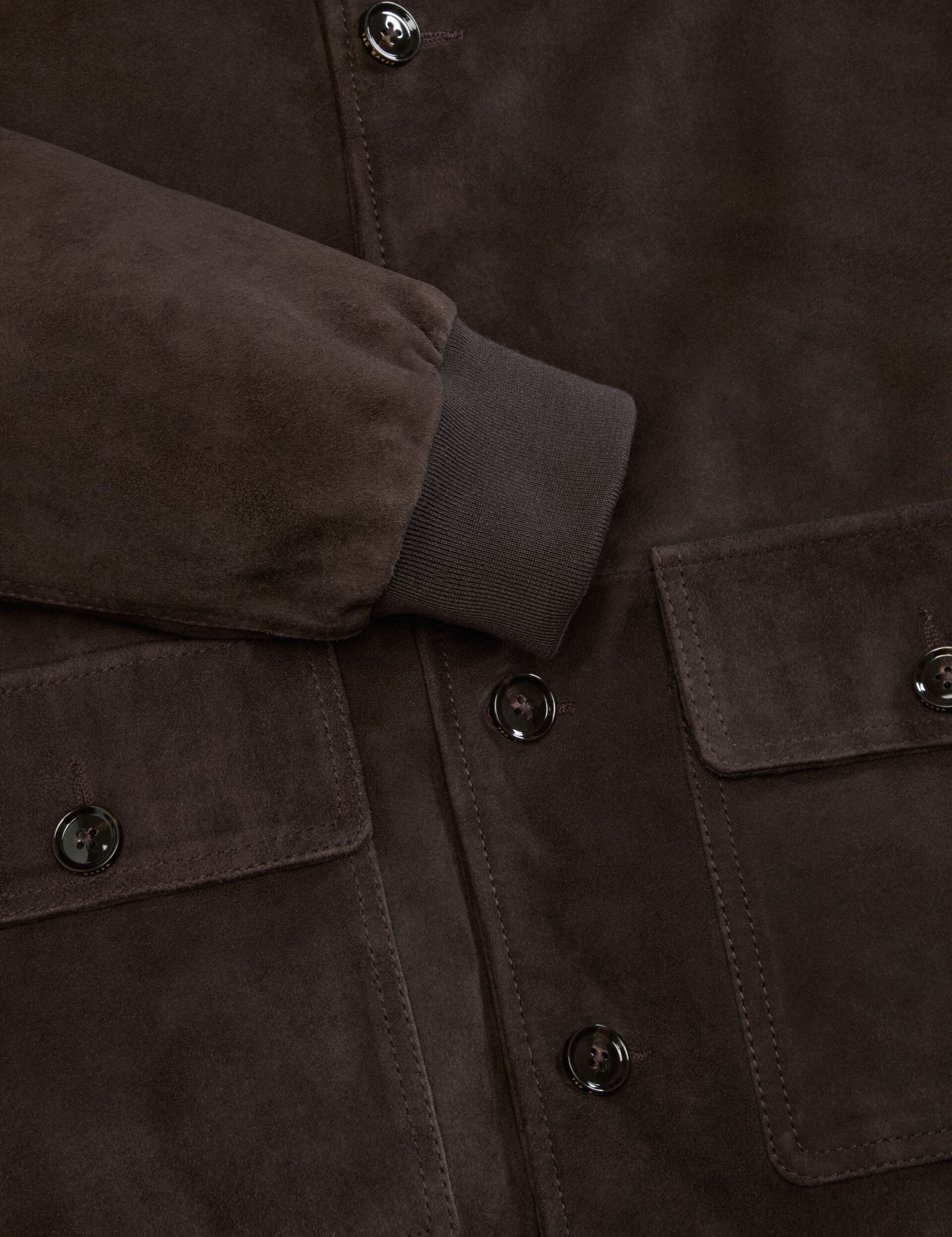Ted Baker WEIR - Suede Button Front Jacket CHOCOLATE