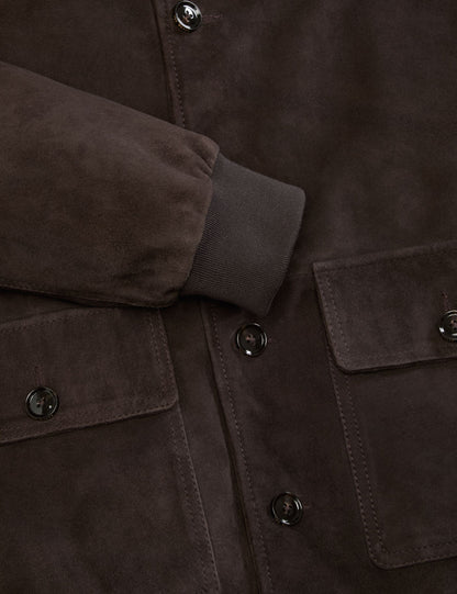 Ted Baker WEIR - Suede Button Front Jacket CHOCOLATE