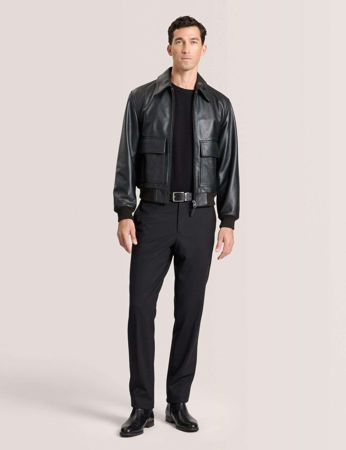 Ted Baker WHISTLER - Leather Bomber Jacket BLACK