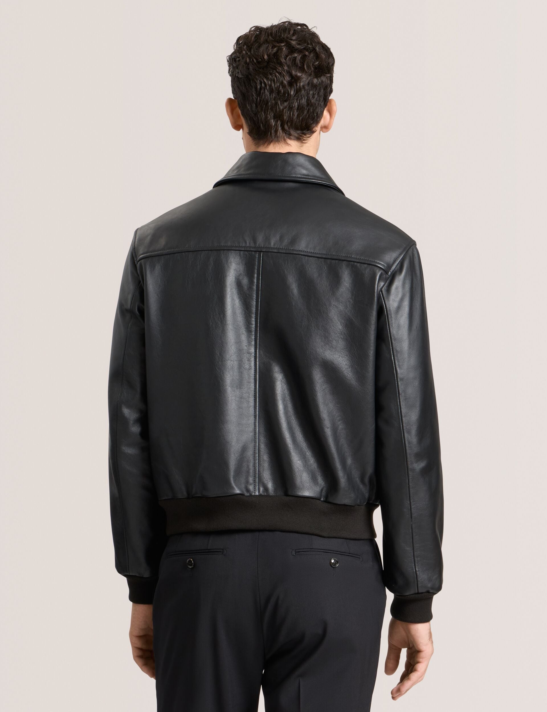 Ted Baker WHISTLER - Leather Bomber Jacket BLACK