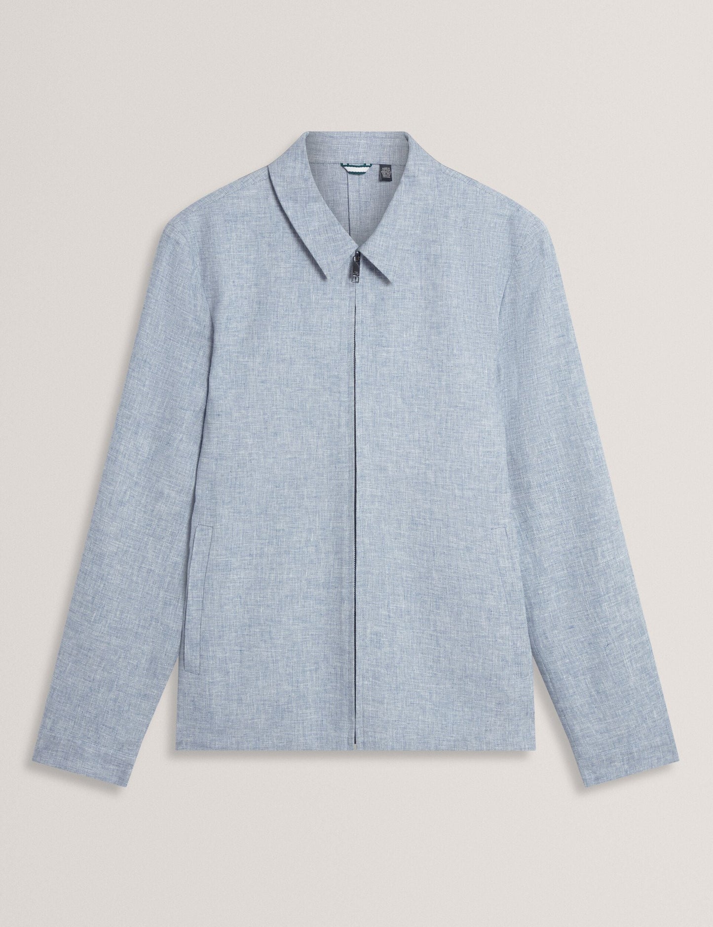 Ted Baker ASHLEYJ Linen Cotton Zip-Up Harrington Jacket LIGHT BLUE