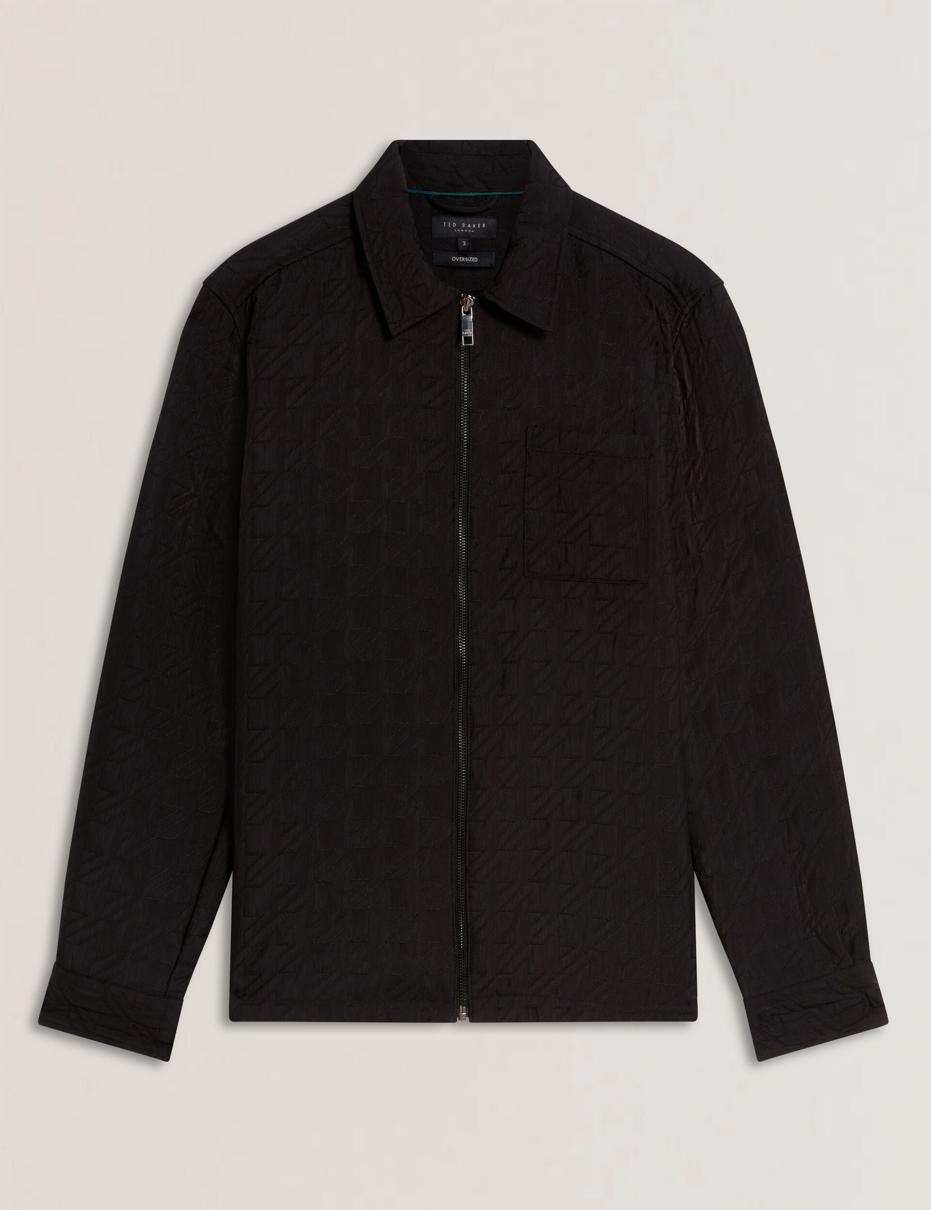 Ted Baker THOVA Textured Quilt Zip-Through Overshirt BLACK