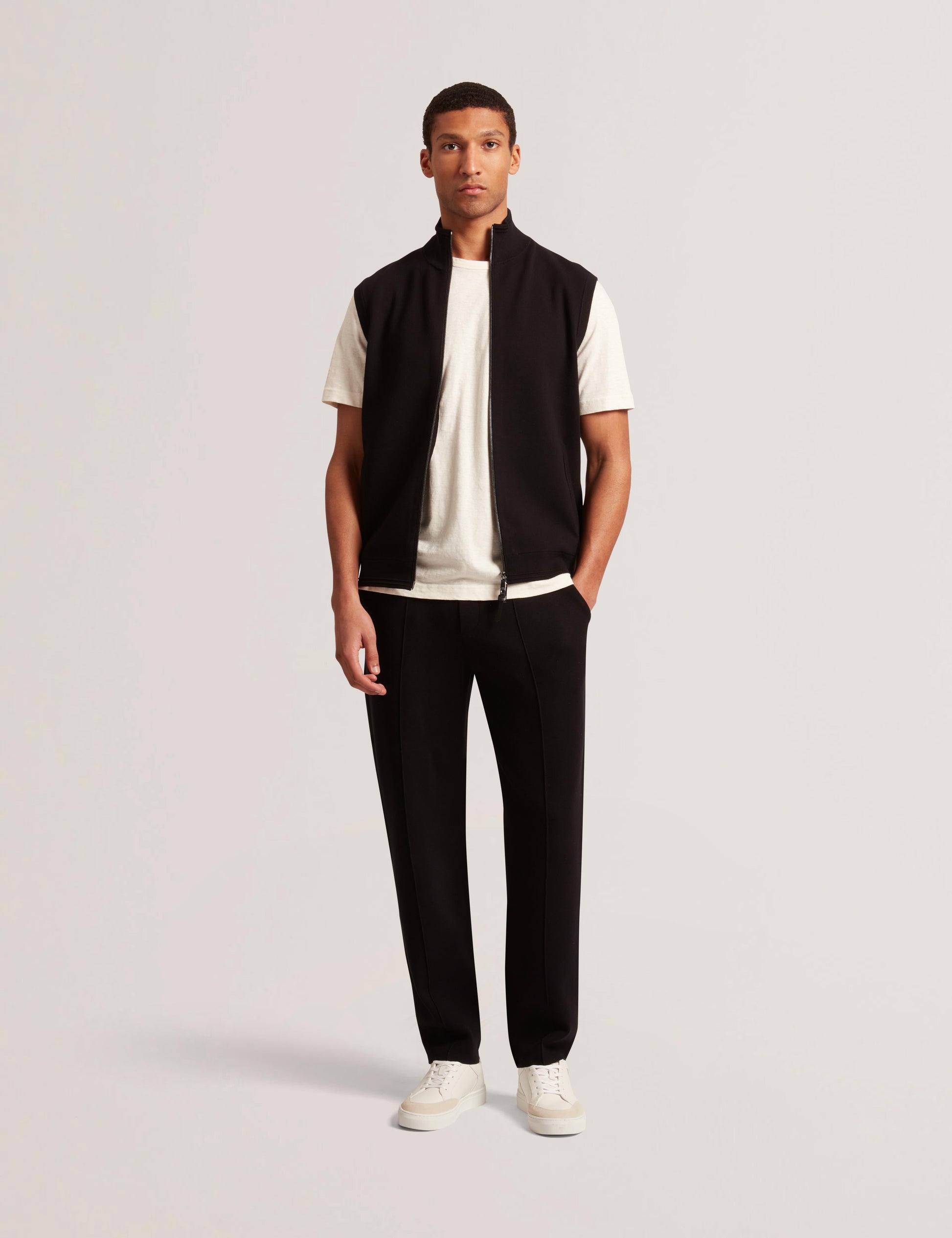 Ted Baker TERINCE - Zip-Through Funnel Neck Gillet BLACK